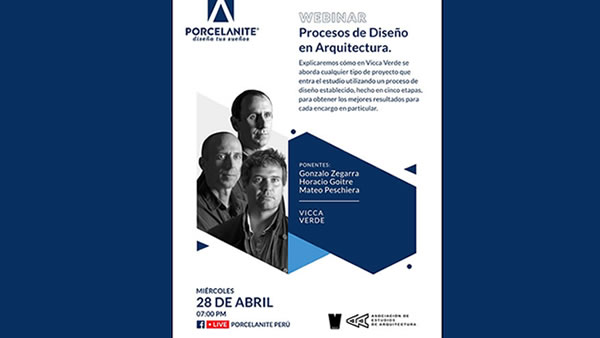 “Procesos de Diseño en Arquitectura” es la Charla Gratuita que ofrecerá Porcelanite con reconocidos arquitectos