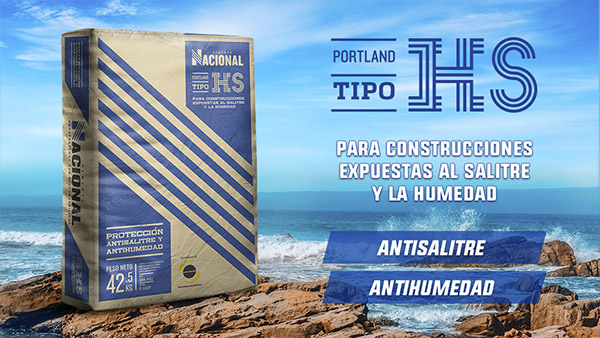 Cemento Nacional TIPOS HS protección antisalitre y al medio ambiente