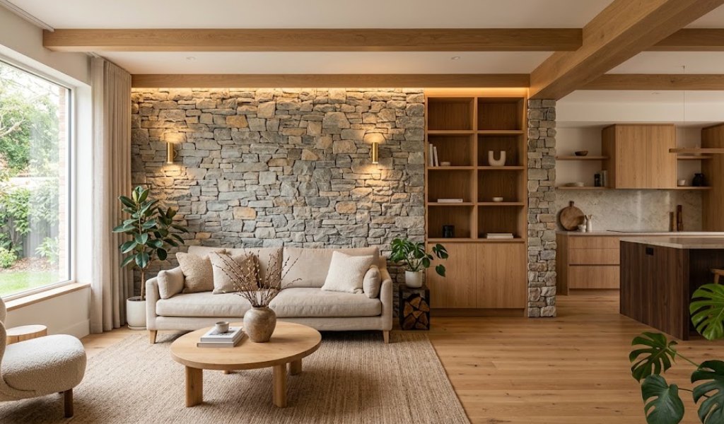 El arte de combinar madera y piedra