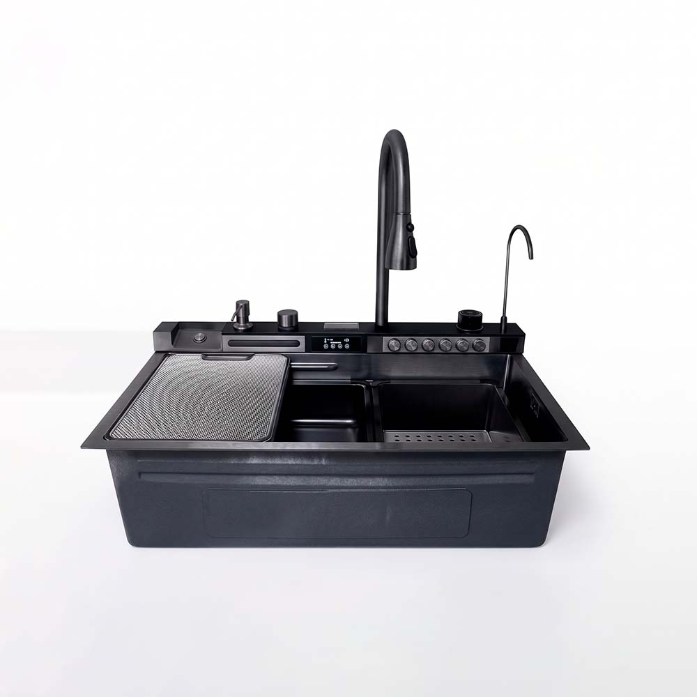 [0040030031] BL-7546B - LAVADERO MULTI. DE ACERO INOX. 304 BLACK C/MEZCLADORA (5 FUNCIONES) 75X46X22CM