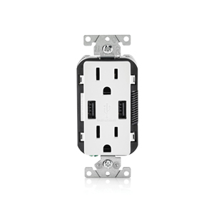 T5632-W Combinación dúplex/tomacorriente 15a y cargador usb tipo A 2.0, 3.6A LEVITON