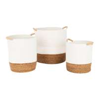 Juego de 3 cestas para almacenamiento de cuerda tejida con asa
