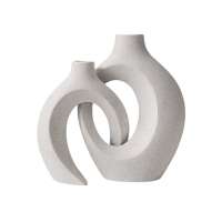 Set de 2 floreros de cerámica forma circular