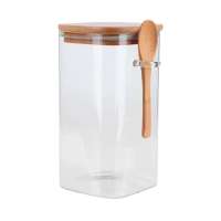 Frasco de vidrio borosilicato con tapa y cuchara de bambú 850 ml