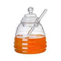 Frasco para miel con cuchara y tapa de vidrio borosilicato 450 ml