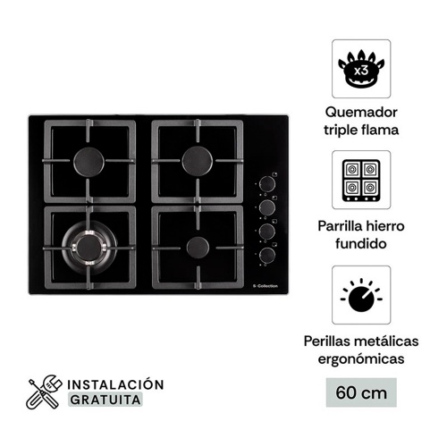 Encimera Vidrio Templado SCollection A Gas 60cm - 3120SOLCO075