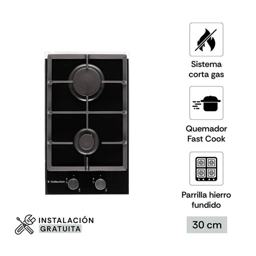 Encimera Vidrio Templado A Gas 30cm SCollection - 3120SOLCO061