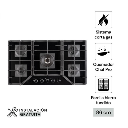 Encimera Vidrio Templado a Gas 86cm SCollection - 3120SOLCO067