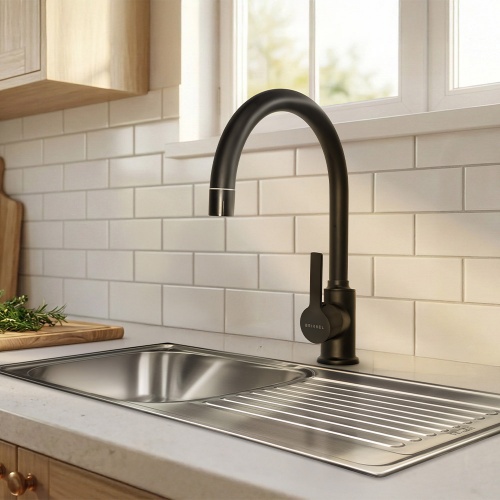 Mezcladora Monocomando de lavadero al mueble pico B Black Brikkel Springs