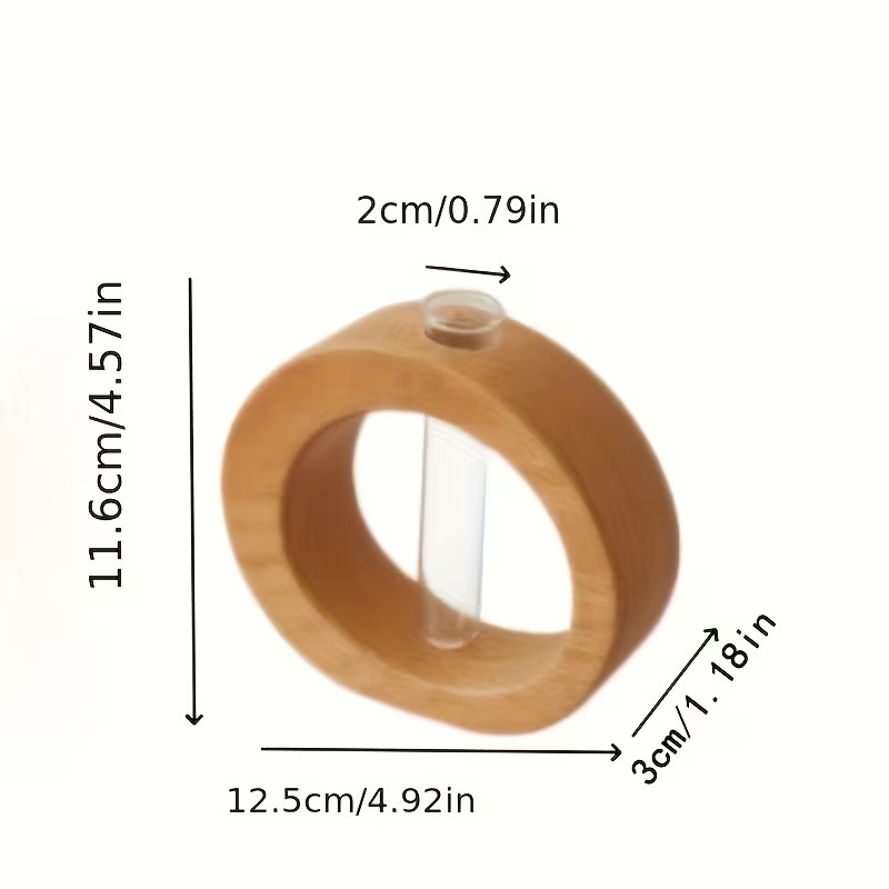 Jarrón Minimalista Moderno de Vidrio con Base de Madera