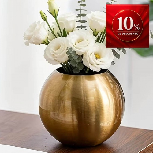 Jarrón Decorativo Redondo Dorado