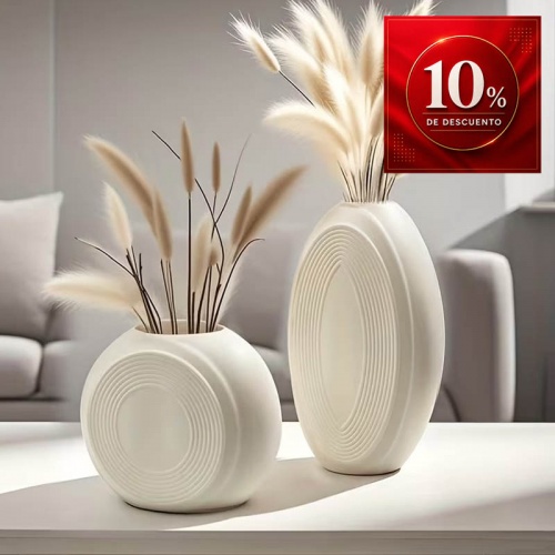 Set de 2 Floreros Decorativos Blancos Mate