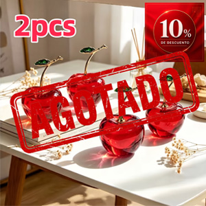 Set de 2 Estatuillas Decorativas de Cereza en Cristal