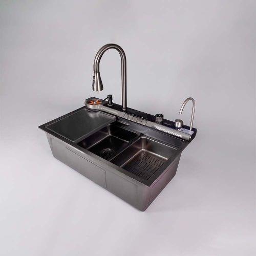 [0040030039] BH-7545B -LAVADERO MULTIFUNCIONAL BHI DE ACERO INOX.304 BLACK C/MEZCLADORA +FILTRO DE AGUA (5 FUNCIONES) 75X45X23 CM -FRATEL