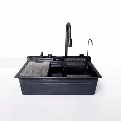 [0040030031] BL-7546B - LAVADERO MULTI. DE ACERO INOX. 304 BLACK C/MEZCLADORA (5 FUNCIONES) 75X46X22CM