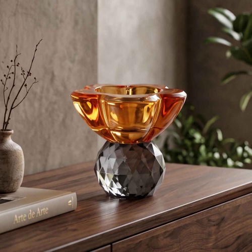 Candelabro de cristal pequeño naranja