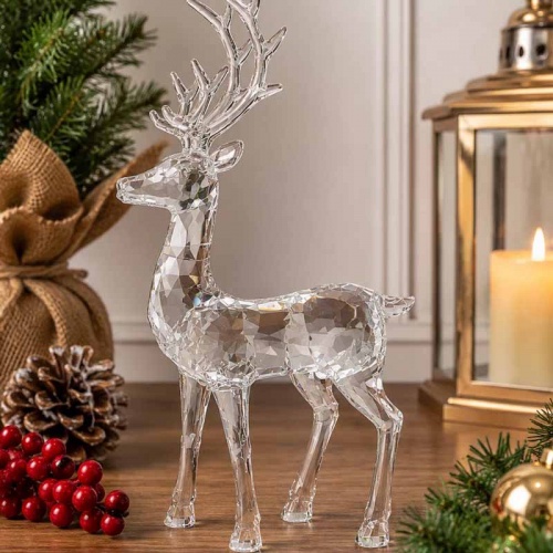 Reno Navideño Acrílico Cristal - Parado