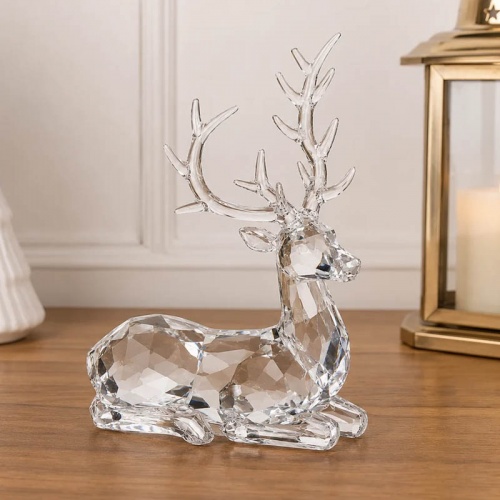 Reno Navideño Acrílico Cristal - Recostado